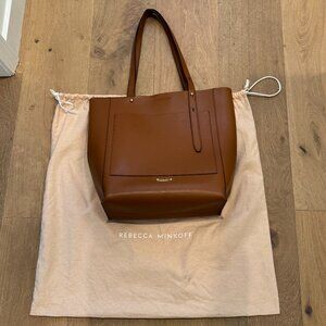 BRAND NEW Rebecca Minkoff Stella North South Brown Leather Tote Bag